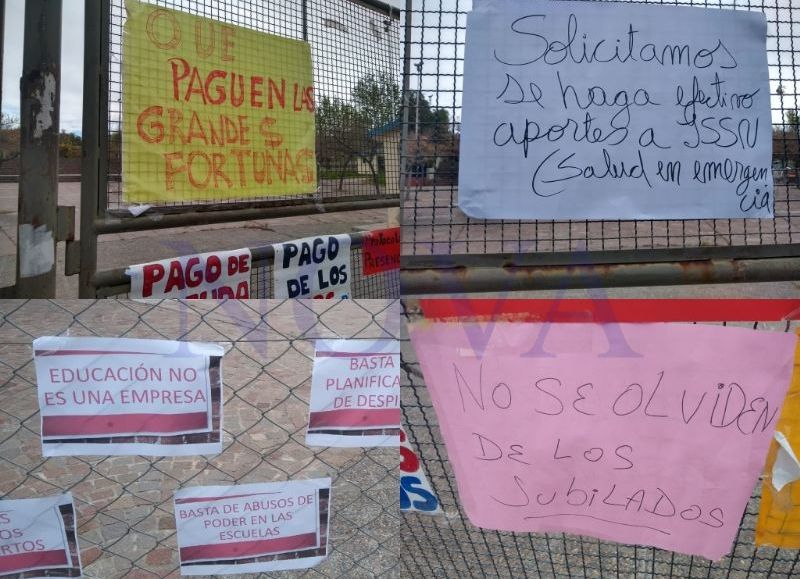 Realizaron un "cartelazo" en las puertas del CPE por reclamos salariales y jubilatorios